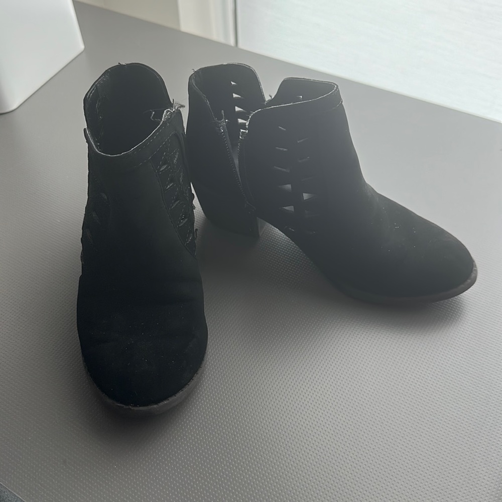 Girls black booties size 12